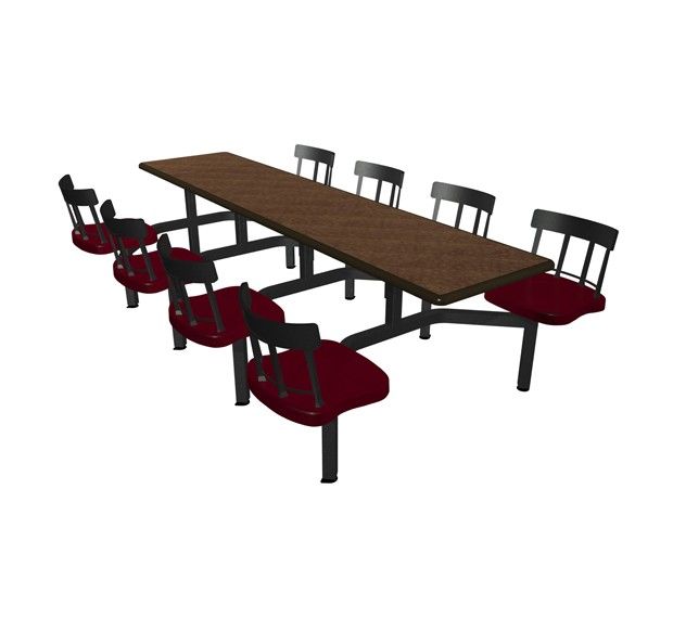 A 3d model of a table and chairs on a white background