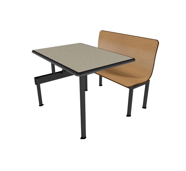 ADA table with a bench attached to it on a white background