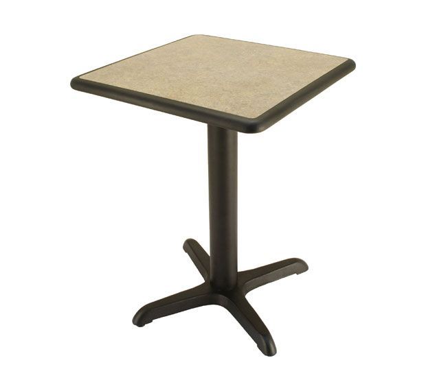 A small table with a square top and a black base