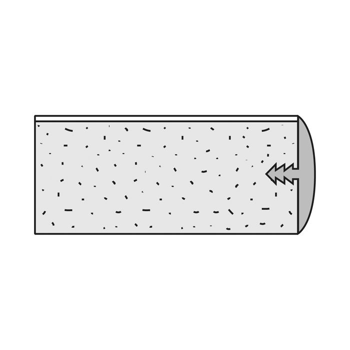 A drawing of a piece of concrete with a screw in it.