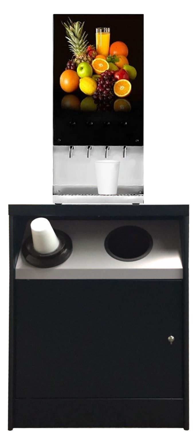 A dispenser with a picture of fruit on it.