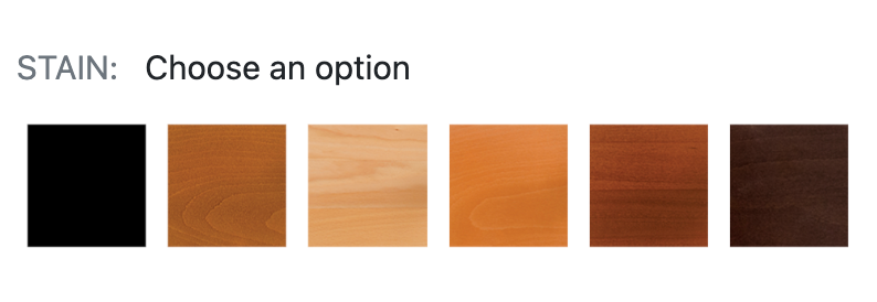 A row of squares with the words stain choose an option below them