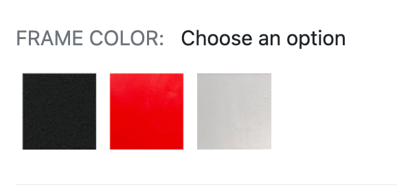 A screenshot of a frame color choose an option page