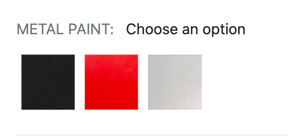 A screenshot of a metal paint choose an option page