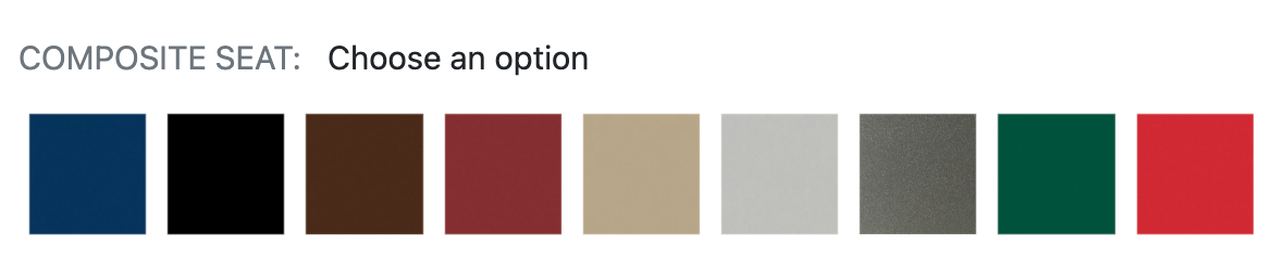 A composite seat choose an option is shown