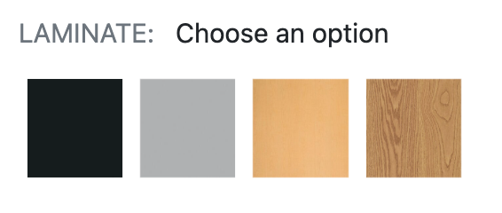A row of squares that say laminate choose an option