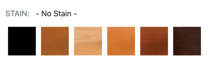 A row of wood samples with the words stain - no stain