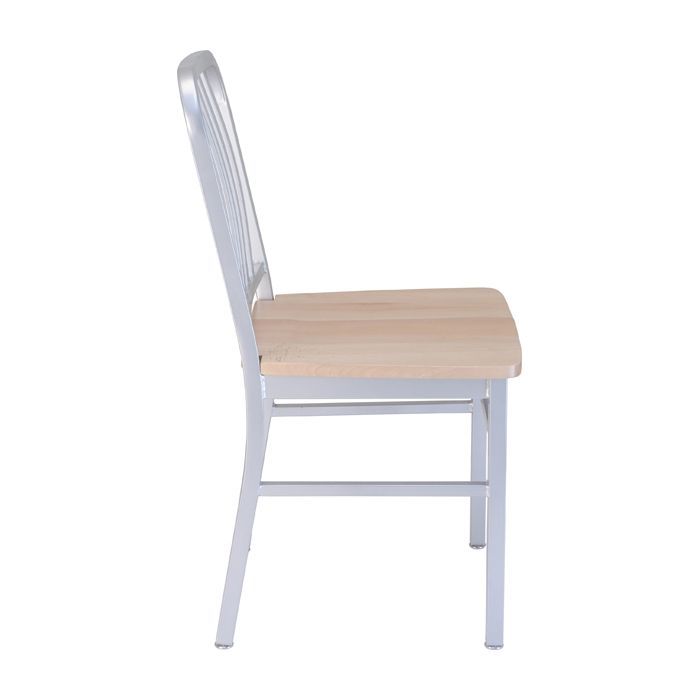A chair with a wooden seat and back on a white background.