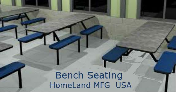 A computer generated image of a bench seating area