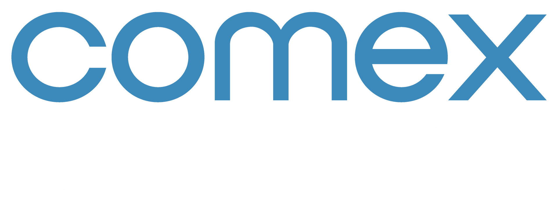 Logo COMEX en lettres minuscules bleues sur fond blanc