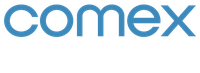 Logo COMEX en lettres minuscules bleues sur fond blanc