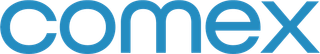 Logo COMEX en lettres minuscules bleues sur fond blanc