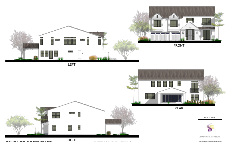 A collage of drawings of a building with the word twenty on it