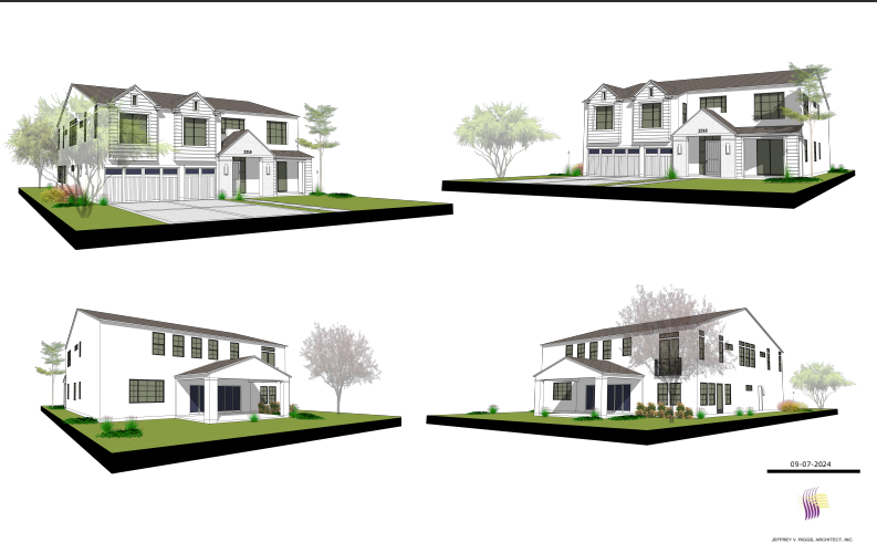 A drawing of a building with the word apartments on it