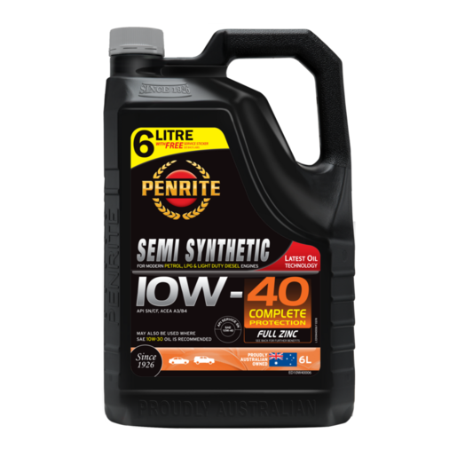 Black 6-litre Penrite Semi-synthetic 10w-40 Motor Oil Jug — Autopro Taree in Taree, NSW