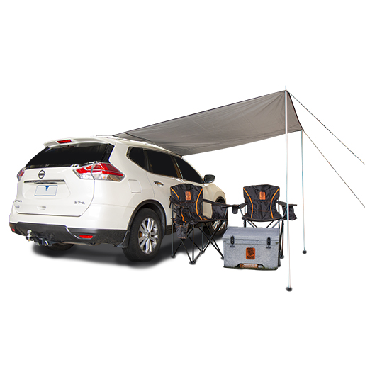 White SUV With Rooftop Awning and Two Folding Camp Chairs — Autopro Taree in Taree, NSW