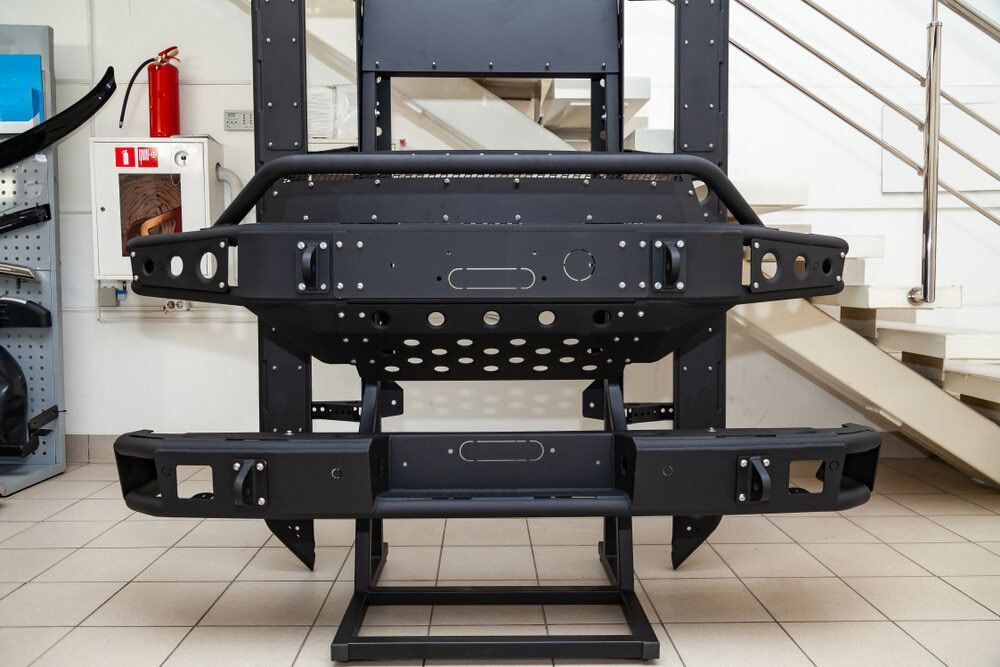 Black Metal Off-road Bumper and Mounting System on Display — Autopro Taree in Taree, NSW