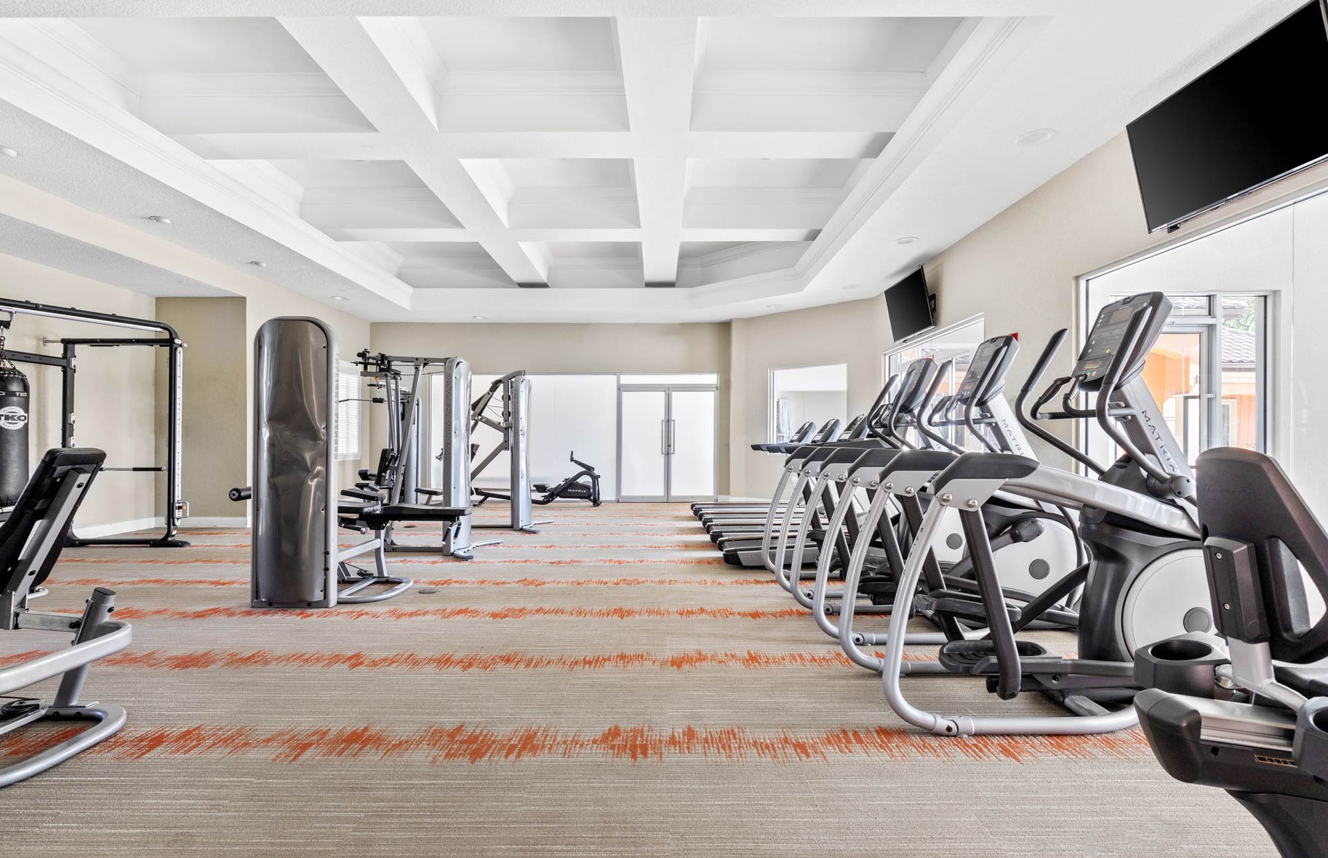 Fitness center at The Debra in Orlando, FL.