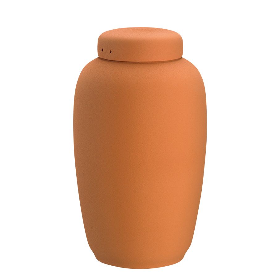 Enkel brun keramisk vase på en almindelig baggrund
