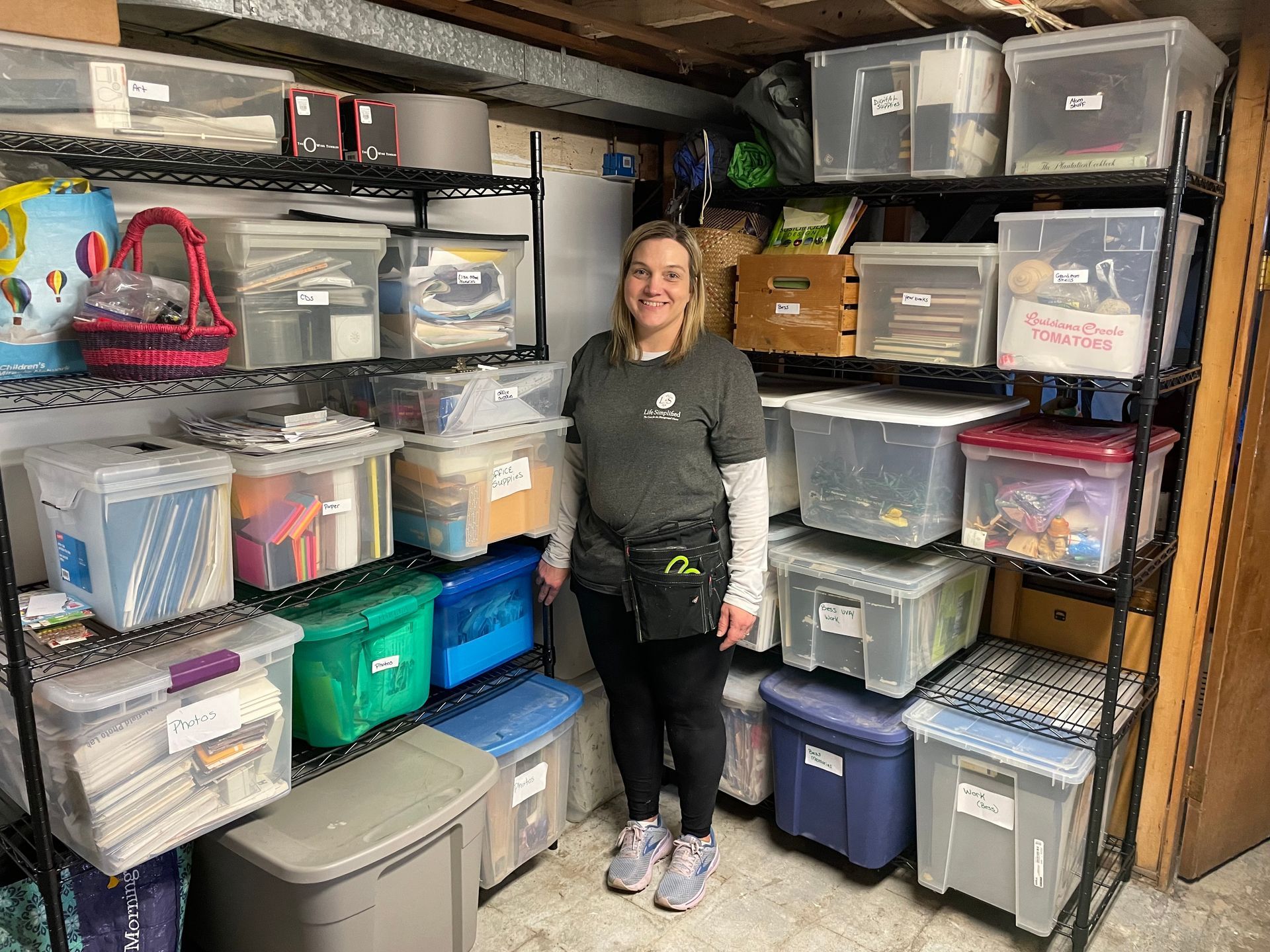 Image of Annie with organized shelves