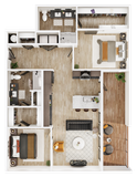 Floor plan icon with a notification indicating 