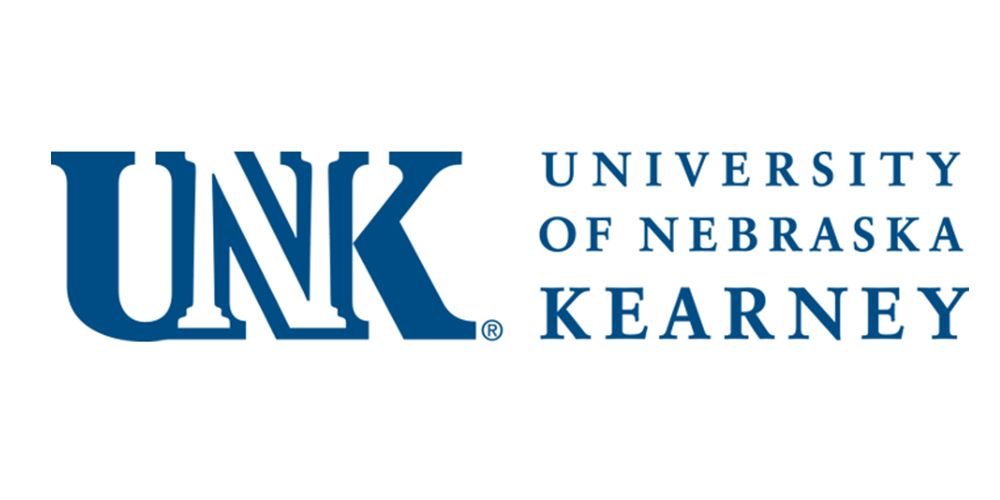 University of Nebraska at Kearney logo in blue and gold on a white background