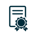 Certificate icon with a ribbon seal on a white background