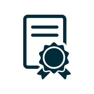 Certificate icon with a ribbon seal on a white background
