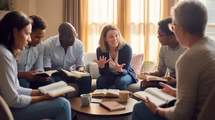 A group of people with bibles who are sitting around doing bible counseling