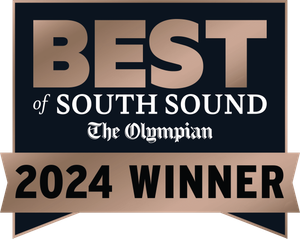 Best of South Sound 2024 Winner badge with gold text on dark background