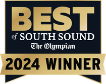 BEST of South Sound The Olympian 2024 WINNER badge in gold, black, and white