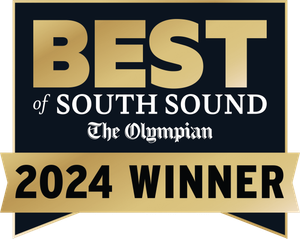 Gold-and-black “Best of South Sound The Olympian 2024 Winner” award badge