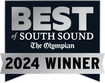 BEST of South Sound The Olympian 2024 WINNER award badge in black, white, and gray