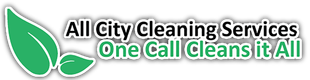 All City Cleaning Services logo with green leaf and slogan “One Call Cleans it All”