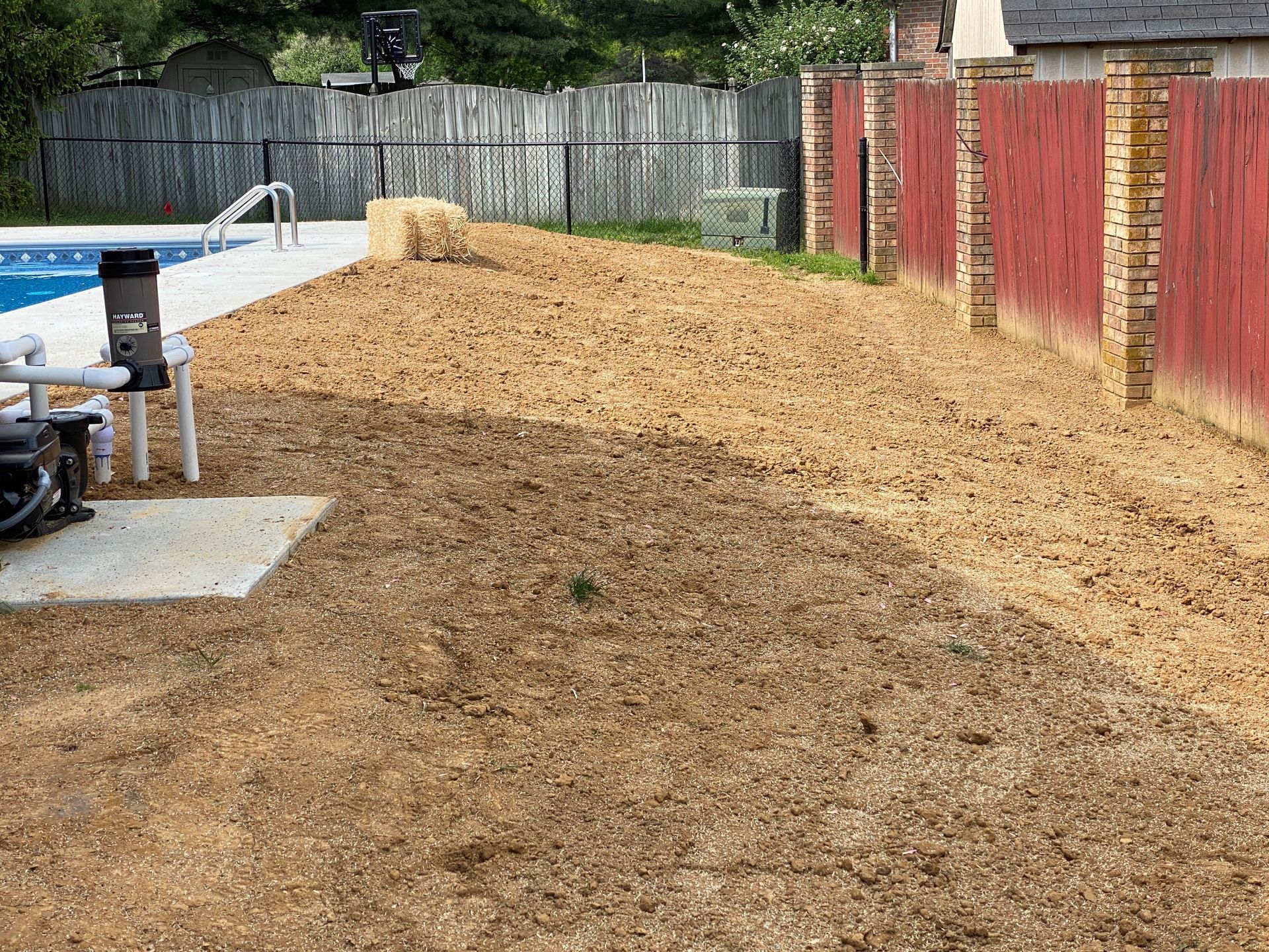 Backyard Ready For Landscaping By The Pool