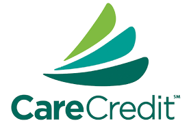 The logo for carecredit is green and white