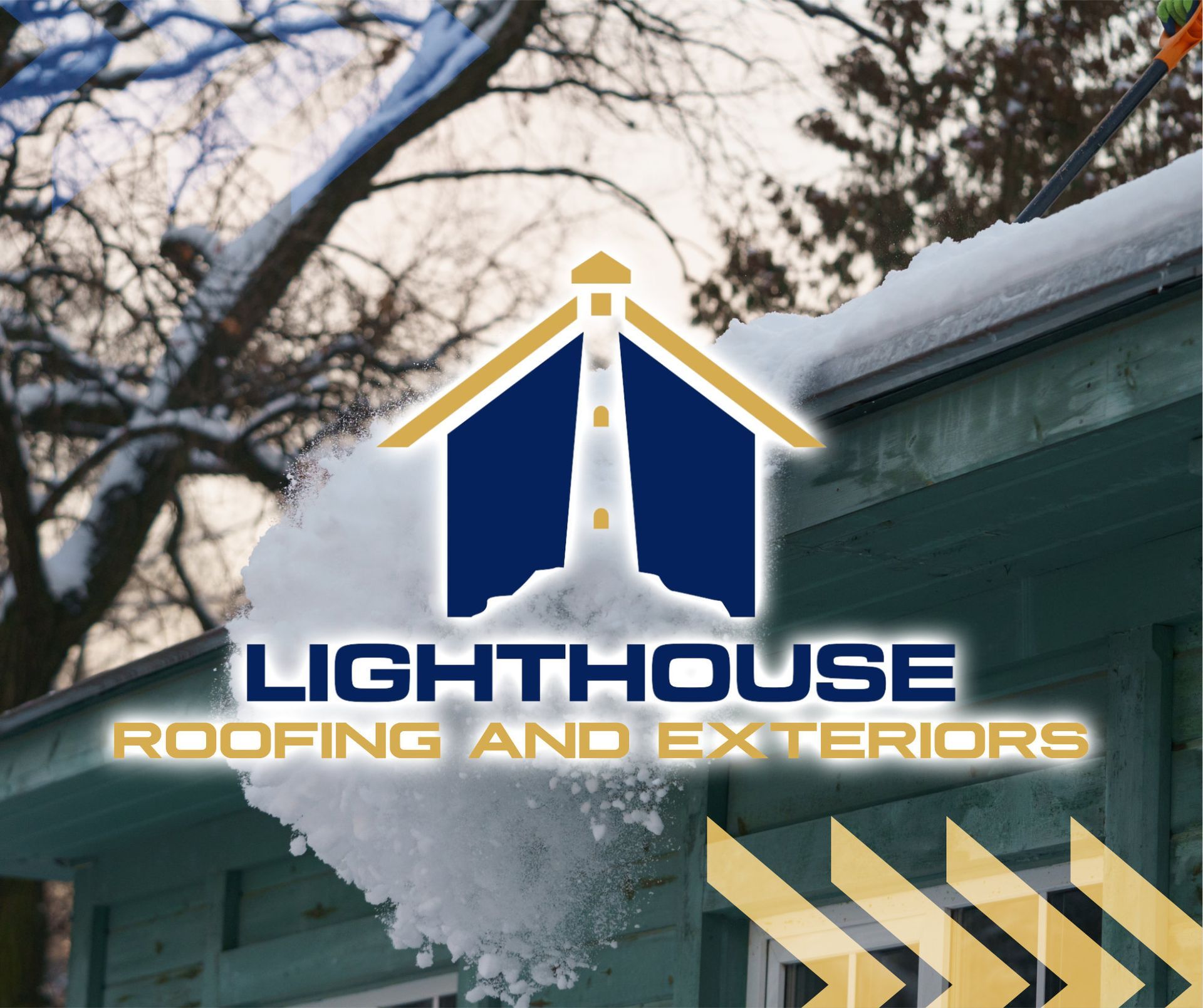 The logo for lighthouse roofing and exteriors is shown