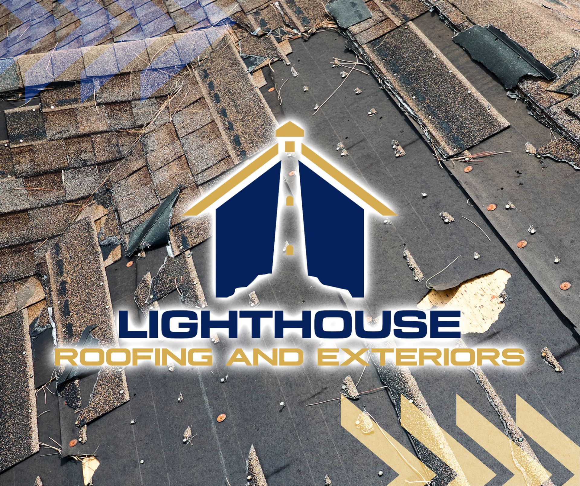 The logo for lighthouse roofing and exteriors is shown