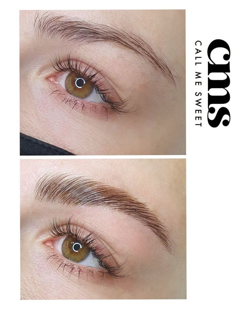 avant apres d'un rehaussement de cils et sourcils browlift
