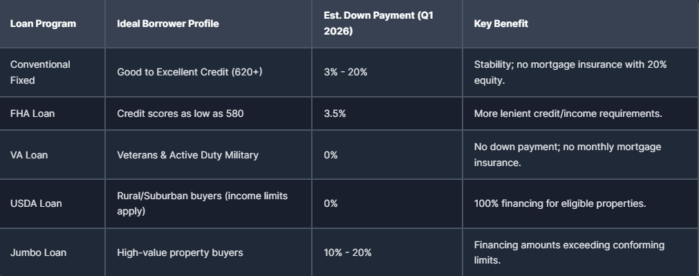 table of mortgage rates in quarter 1