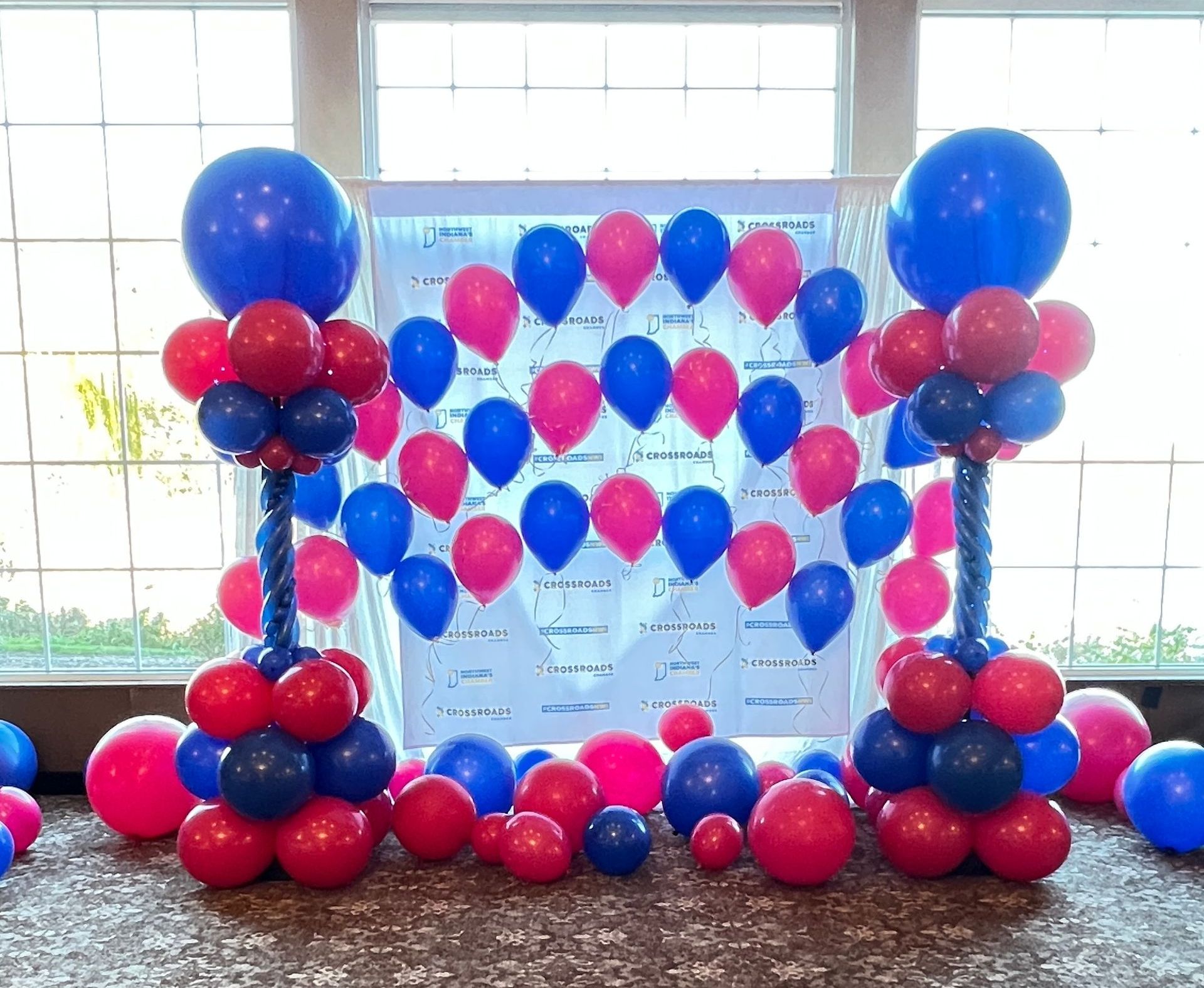 80s prom themed balloon decor backdrop 