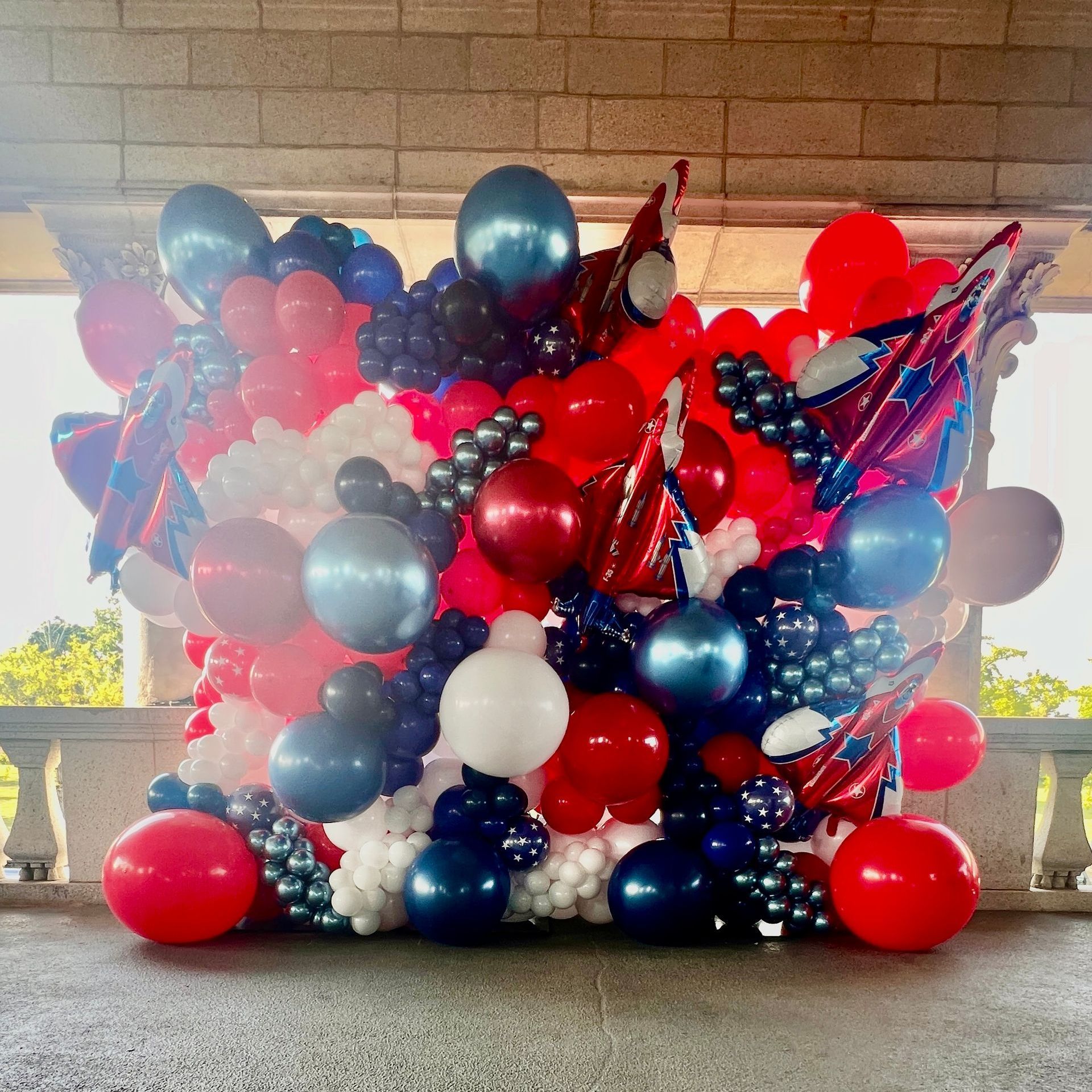 deluxe balloon wall for a VIP viewing area 
