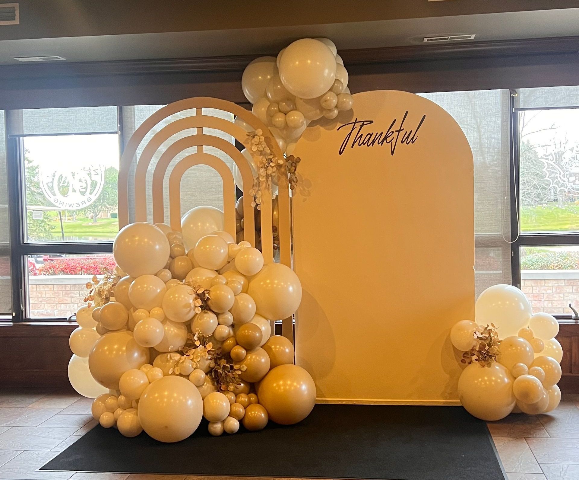 Thanksgiving themed decorations for a member's breakfast