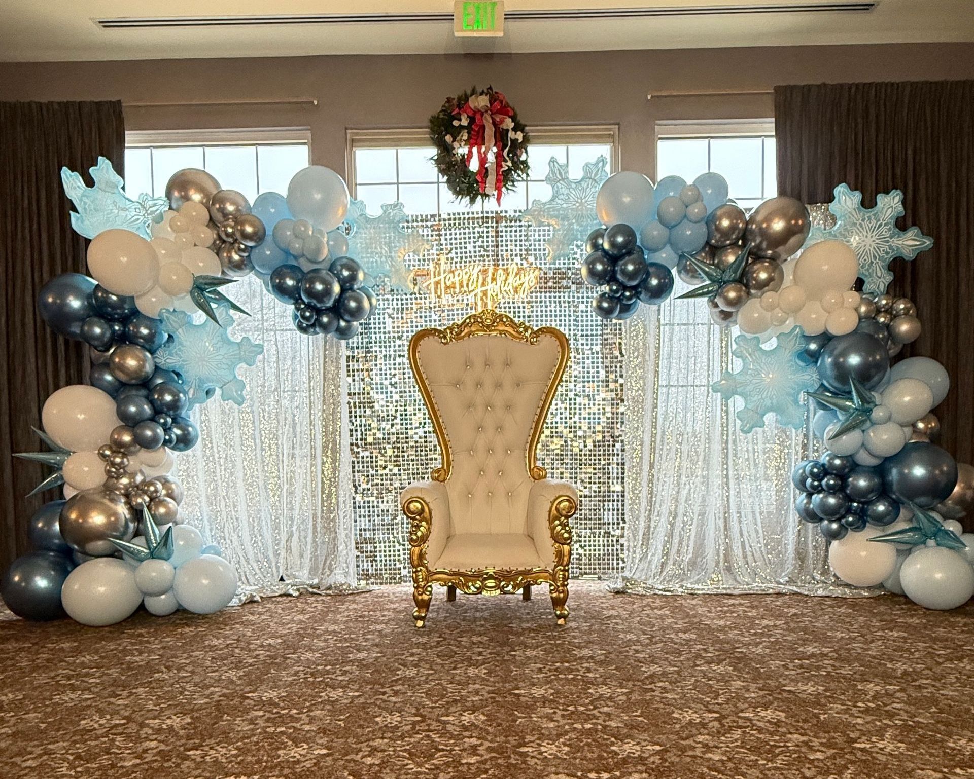 Winter Wonderland themed decor for a company Holiday party 