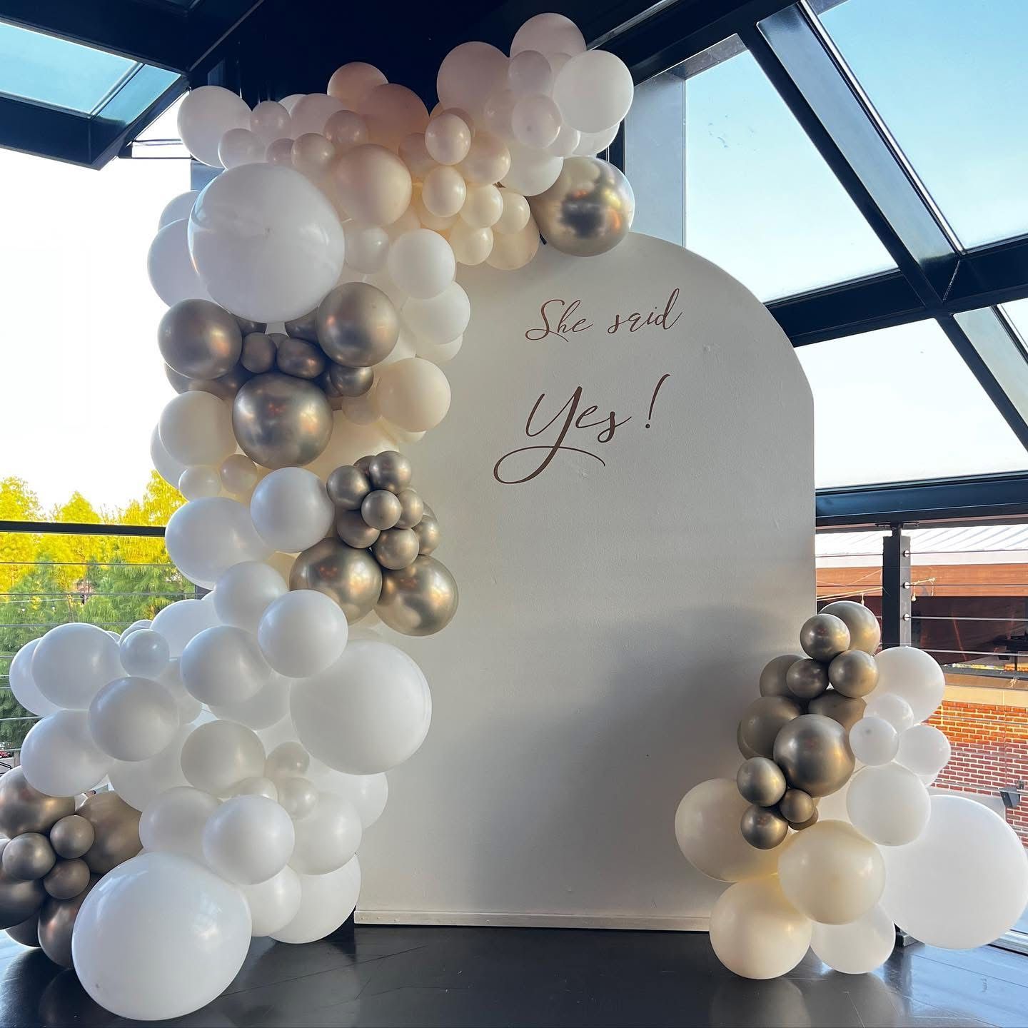 Wedding planning, setup, teardown, and event management services for DIY weddings at The Allure, showcasing elegant centerpieces by Party Lane and luxurious linens by How Sweet It Is Events.