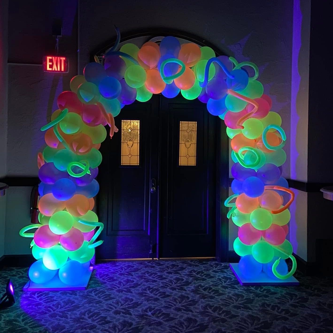 neon glow in the dark arch for a gala