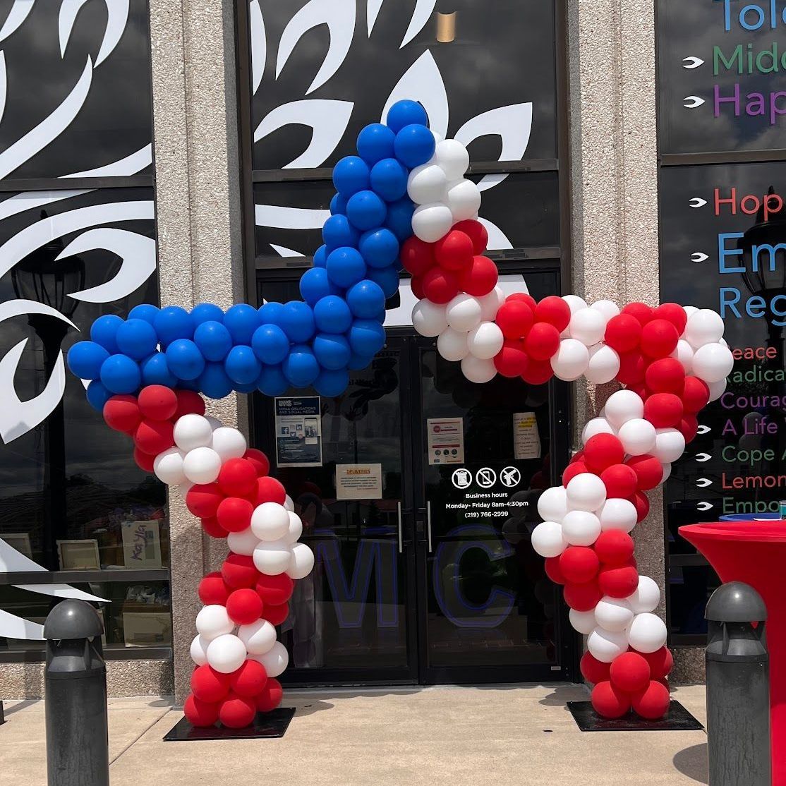 star balloon arch for a veteran's day event
