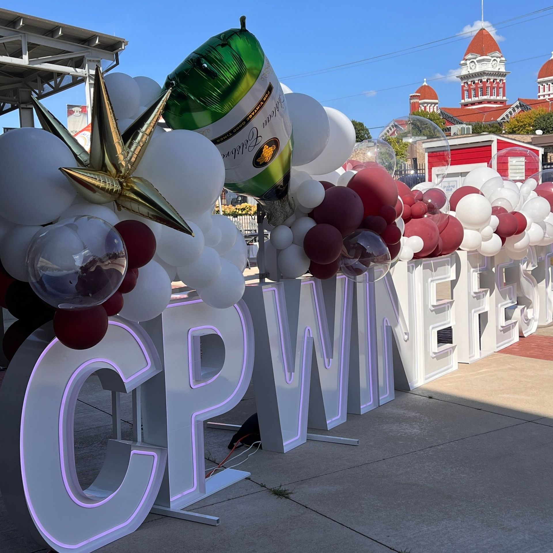 Bold grand statement with an LED display at the entrance for Crown Point Indiana's Wine Fest, designed to make a striking first impression and enhance the event atmosphere.