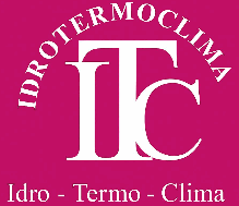 Logo per Idrotermoclima, testo bianco e iniziali 