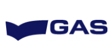 Logo blu con la parola "GAS" e il simbolo stilizzato di un libro aperto sopra la "G".